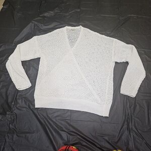 ee: some White V-Neck Women knit wrap sweater. Sz M